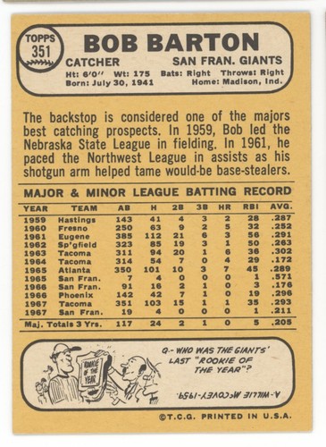 Set builders: 1968 Topps 300-399 VG/EX & better, FREE shipping - Picture 161 of 323