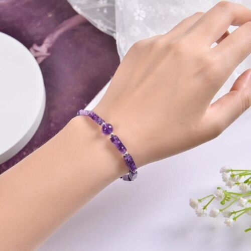 Lila Amethyst Armband für Damen - verstellbar 6,7-7,9 Zoll, Natursteine - Bild 2 von 6