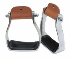 Western STIRRUPS Polished ALUMINUM with Rubber Tread 4.75" Wide 2"Tread 3" Neck
