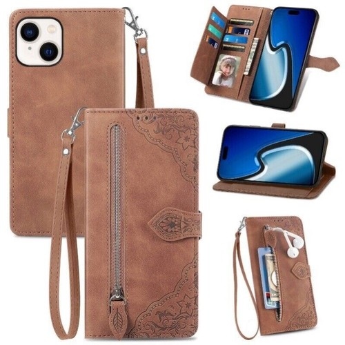 For iPhone 16 16e 15 14 13 12 11 Pro Max Plus Wallet Case Shockproof Flip Cover - Picture 18 of 69