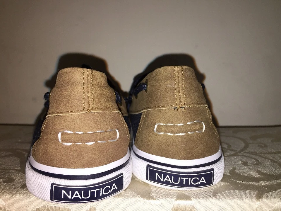 NAUTICA Nuevo Top Sider Cubierta Barco Informal Denim Lona Mocasines Niños Zapato Talla 4 Foto 3 de 4