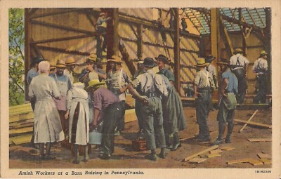 Barn Raising - Amish in PENNSYLVANIA - 1941