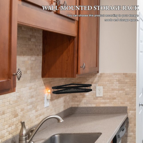1PC Wall-mounted Storage Rack Simple Style Metal Seasoning Rack Kitchen Shelf - Picture 11 of 12