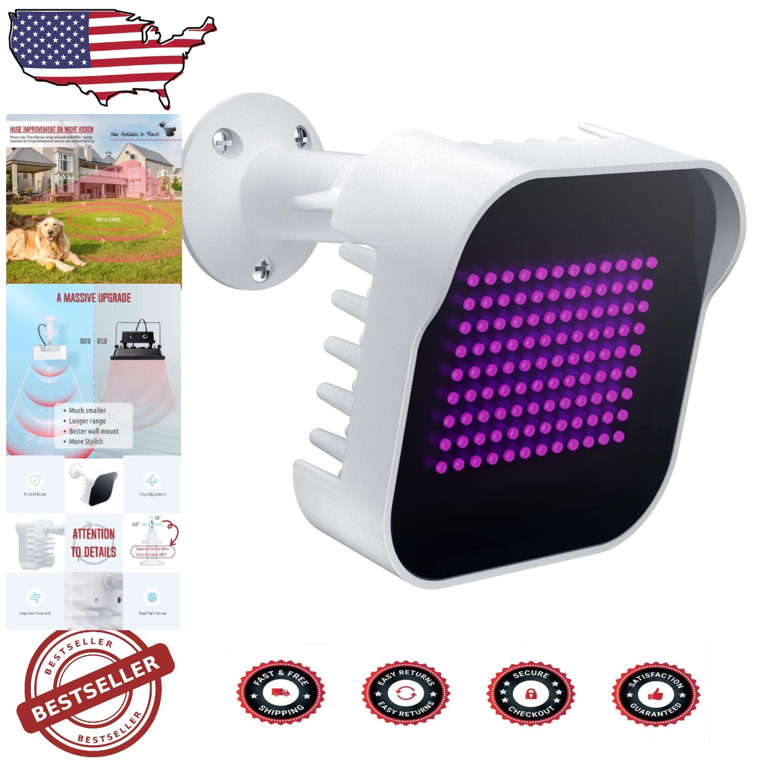 Powerful DI20 IR Flood Light - Compact Design for Enhanced Night Vision Security