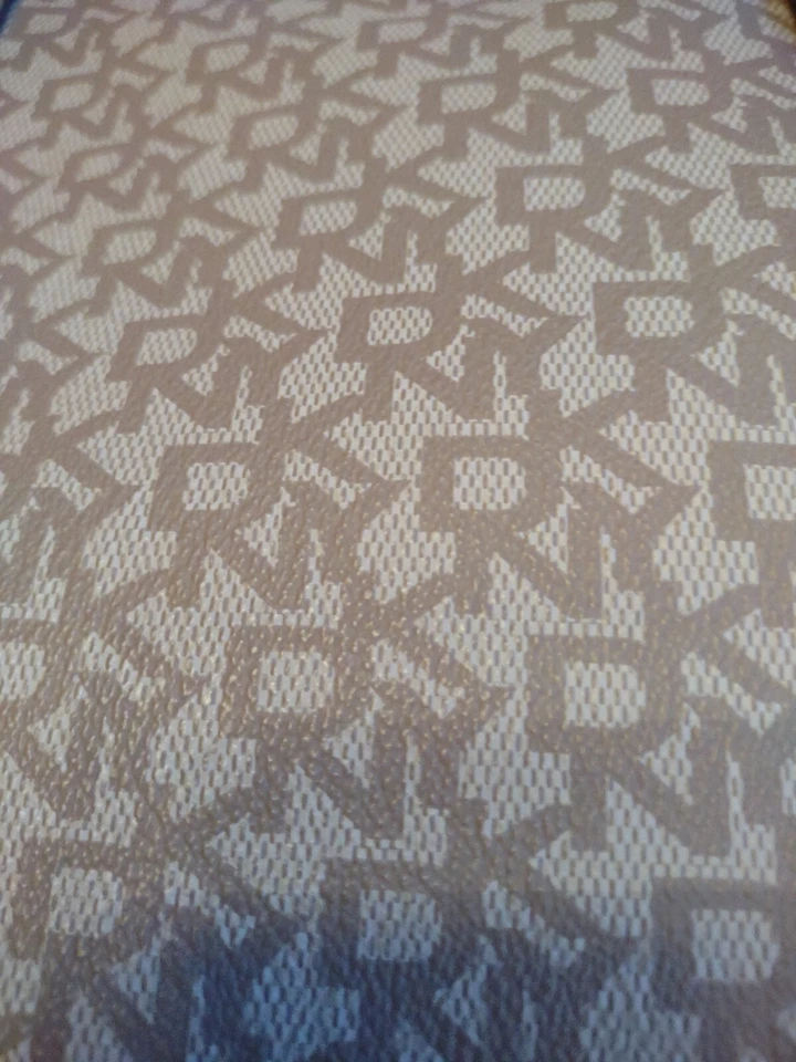 DKNY Purse Tote Beige Bag Charm Shoulder Textured Logo Gold Hardware - Image 3 of 4