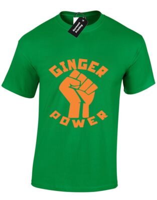 GINGER POWER HERREN T-SHIRT TEE LUSTIGE HAARFARBE ROT NEUHEIT GEBURTSTAGSGESCHENK