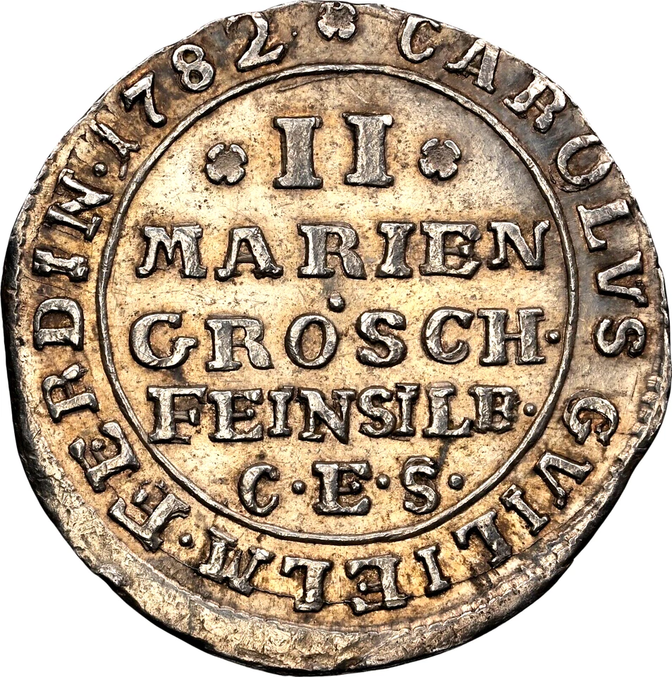 1782 CES German States Brunswick Wolfenbuttel Wildman 2 Mariengroschen NGC AU - Image 2 of 3