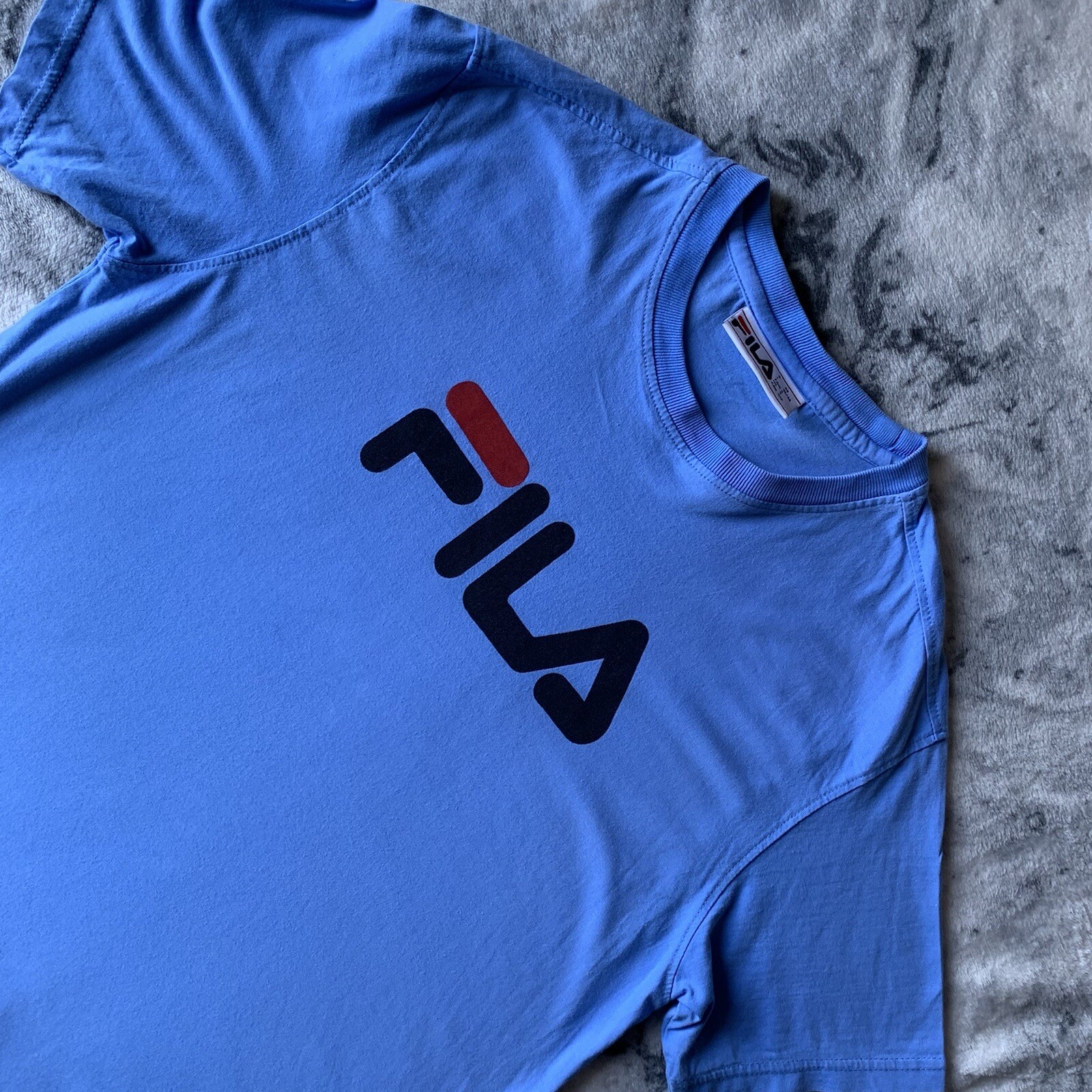 T shirt maglietta FILA classica uomo blu spell out girocollo manica corta S