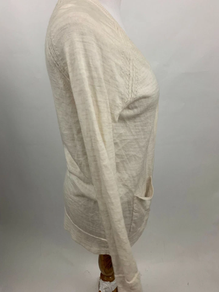 LANDS END ivory lightweight merino wool long cardigan sweater Women's XS - Image 2 of 4