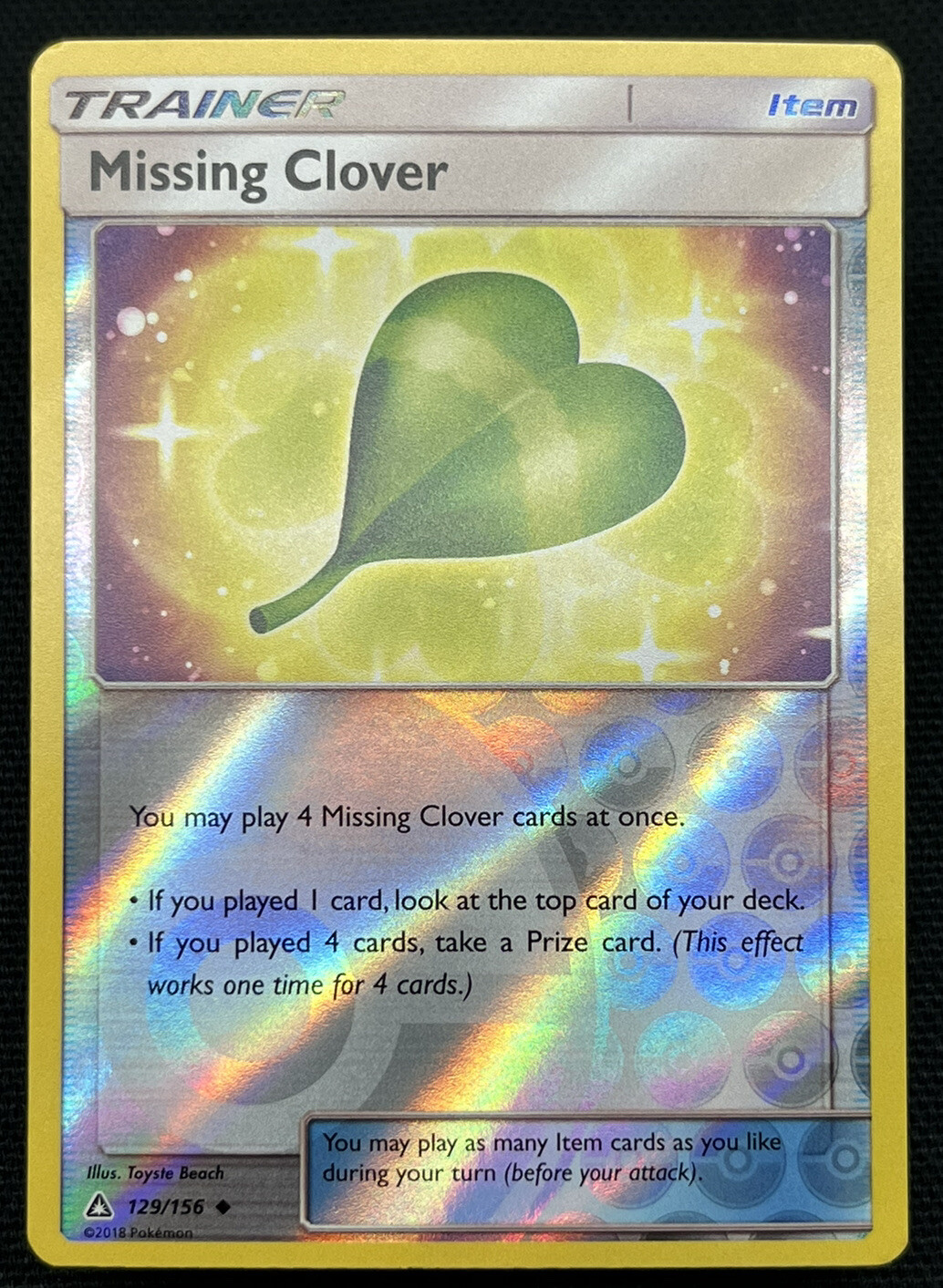 Pokemon Card Ultra Prism Missing Clover 129/156 Reverse Holo Uncommon - NM