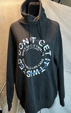 H&M Sweater Men  "Don't Get It Twisted" Gray Spell Out Top Pullover Cowl Neck