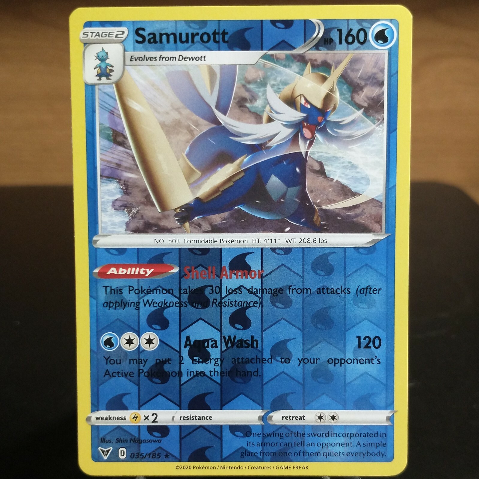 Samurott 035/185 NM Reverse Holo Vivid Voltage Near Mint Foil Pokemon Card 35