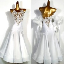 White Lace Big Swing Skirt Waltz Modern Dance Performance Ballroom Dance Dresses