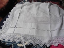 ANCIEN DRAP FIL DE LIN BLANC