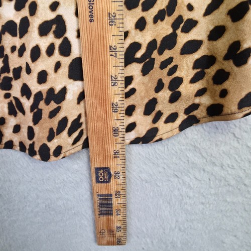 Top Mujer Calvin Klein M Beige Cuello Corbata Media Cremallera Estampado Animal Leopardo Maximalista - Imagen 14 de 20