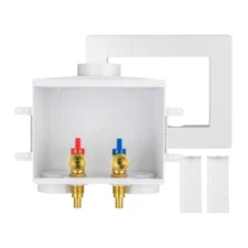 EFIELD Washing Machine Outlet Box W/H Valves, Double Drain, 1/2" Crimp Pex Inlet