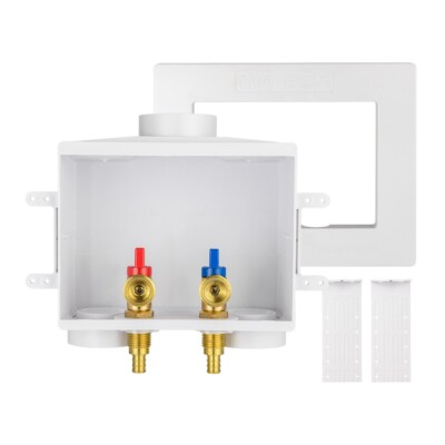EFIELD Washing Machine Outlet Box W/H Valves, Double Drain, 1/2'' Crimp Pex Inlet