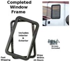 RV Entry Entrance Door Window Frame - Black Interior & Exterior - Camper Trailer