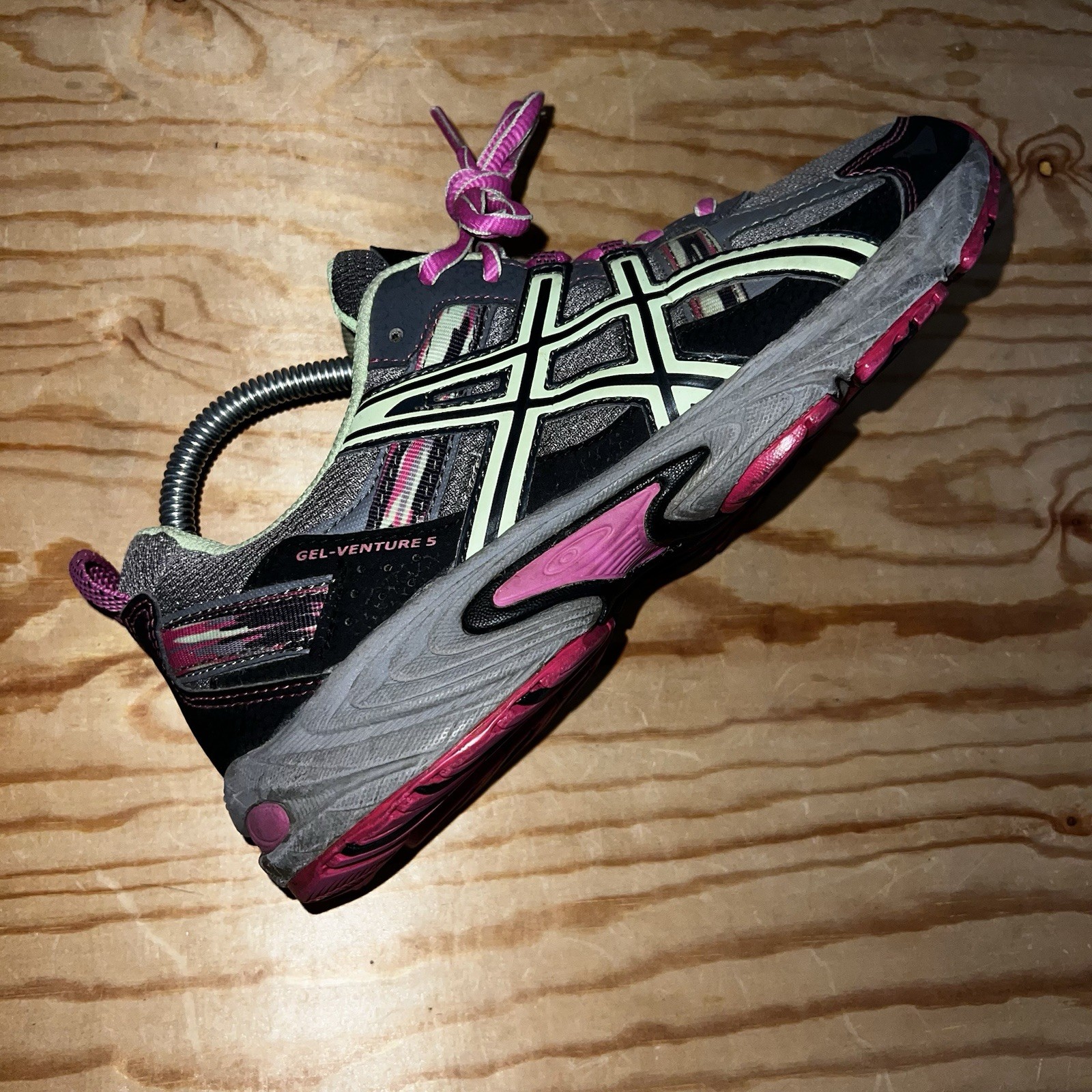 WOMEN’S ASICS GEL VENTURE 5 GRAY PINK LIME SHOES SNEAKERS SIZE 7 thumbnail 9