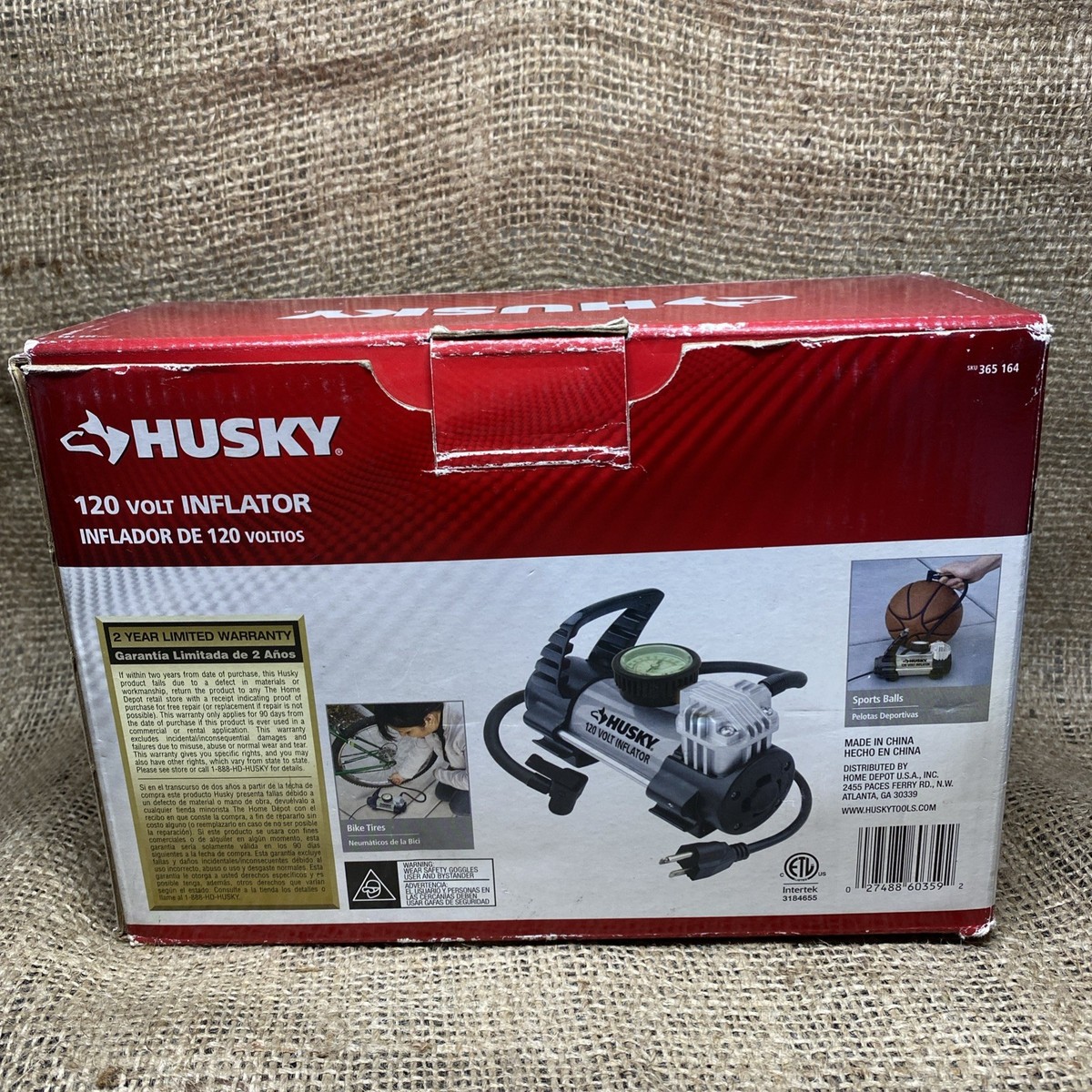 Husky HY120 Electric Air Tire Pump 120V Inflator Vehicle