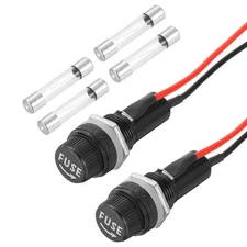 5 Pcs Panel Mount Fuse Holder, 6 x 30mm 10/15A DC 125/250V with 5A Fuses