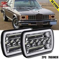 Fit Pontiac Phoenix 1977-1984 Pair 5x7 7x6 Square Led Headlights Hilo Drl Lamp