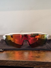 Oakley Radar EV XS Youth Sunglasses White Red Frame Red Baseball Lenses Used