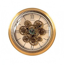 Gro&szlig;e Metall Wanduhr Deko Zahnr&auml;der Zahnrad Wanduhr goldfarben