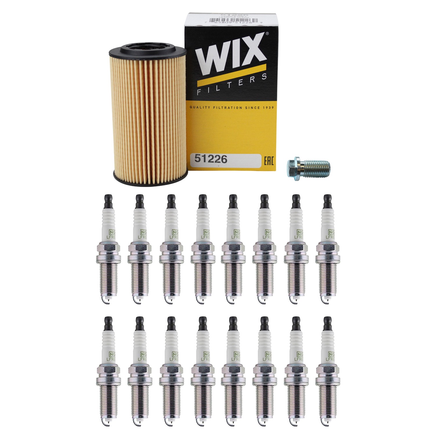 Wix Engine Oil Filter  NGK 16 Platinum Spark Plugs kit for W220 S55 AMG V8 RWD