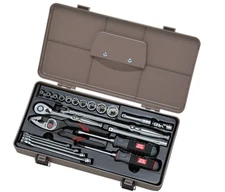 [KTC] 22-Piece Tool Set with Single-Open Plastic Hard Case – Made in Japan