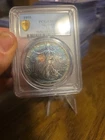 1995 1 oz American Silver Eagle - Great Rainbow Toning! PCGS MS64