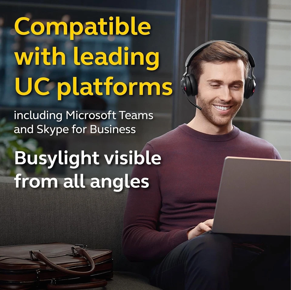 Jabra Evolve2 65 Wireless Headset USB Stereo UC, BT & Dongle, Compatible - NEW - Image 3 of 4