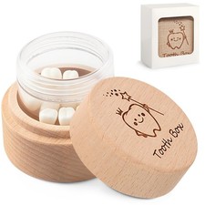 Wooden Cute Tooth Box with Acrylic Bottle Holder Storage for Girls and Boys