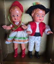 Vintage Celluloid Dolls German Costume Boy Girl EDI 444 Erich Dittmann 4.5" Box