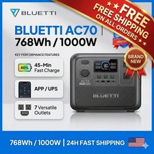 BLUETTI AC70 Portable Power Station 1000W 768Wh Solar Generator US Plug NEW