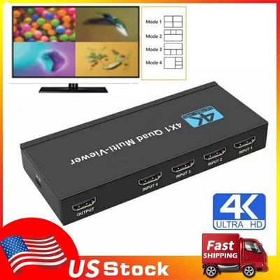 4K HDMI Multi-viewer 4X1 Quad Screen Viewer 4 In 1 Seamless HDMI Switcher Switch