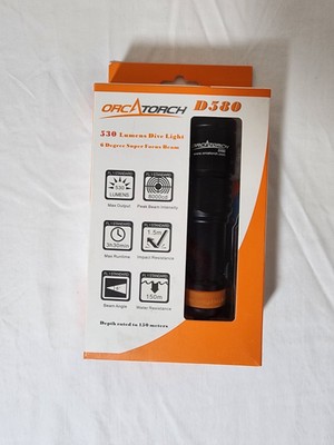 ORCATORCH D580 Scuba Dive Light, Max 530 Lumens Underwater Flashlight