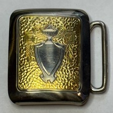 Antique Art Deco Ornate Design Nickel Silver and Gold Toned Belt Buckle