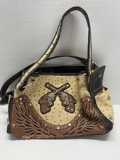 Western Style Women  s Crossed Pistol Cowgirl Handbag W/ Wing Design