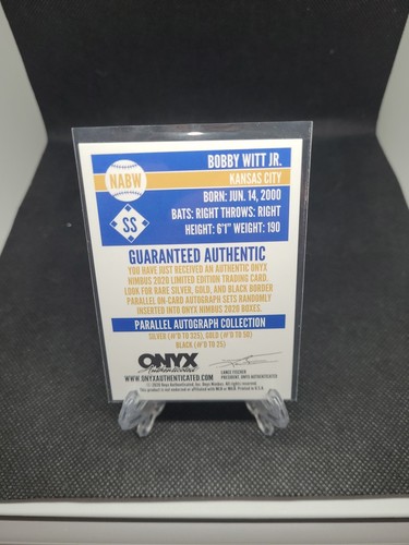 Bobby Witt Jr. 2020 Onyx Nimbus Silver Auto /325 #NABW Rookie RC KC Royals - Picture 2 of 2