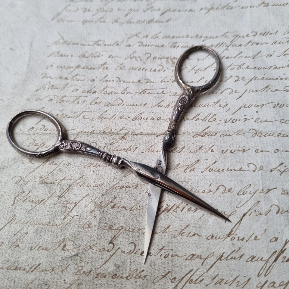 Ciseaux Anciens de Couture en Argent XIXè Nogent Victorian Silver 19thC - Photo 4/4