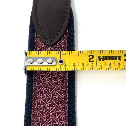 Cinturón Vineyard Vines para Hombres 32 Azul Borgoña Estampado de Ancla Borde de Cuero Marrón EE. UU. - Imagen 7 de 7