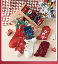 5 Pairs Knitted Christmas Socks Cartoon Knitted Socks Winter Holiday Socks Gifts