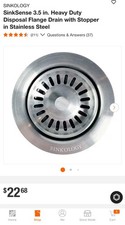 SinkSense 3.5 in. Heavy Duty Disposal Flange Drain with Stopper in Stainless Ste