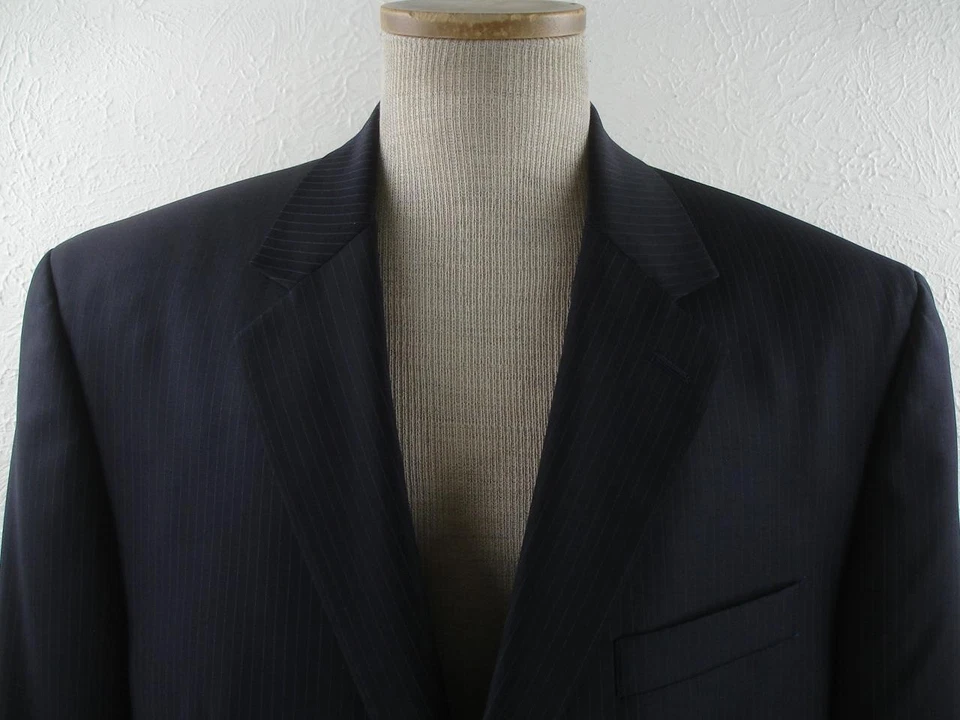 Pantalones de traje para hombre talla 44R Michael Kors azul marino a rayas 100 % lana 2 piezas 34 X 29 Foto 3 de 4