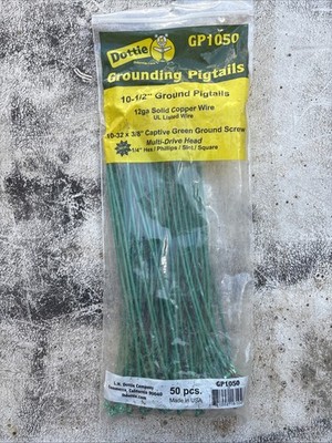 Dottie GP1050 10-1/2'' Ground Pigtails 12 Ga Solid Copper Wire, Lot of 50