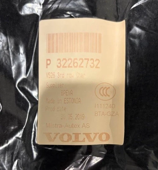 Juego de alfombrillas OEM Volvo XC90 2016-2023 alfombras negras carbón 7 asientos tercera fila nuevas Foto 3 de 4