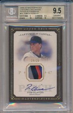 TOM GLAVINE 2008 UD MASTERPIECES Captured on Canvas Patch AUTO /25 BGS 9.5 Pop 1