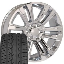 Set4 22x9 Chrome 5822 Wheels 28545r22 Tires Fit Sierra Yukon Escalade