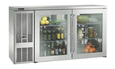 Perlick BBS60GS-S-4 Refrigerated Back Bar Cabinet. 60" Wide, 2 Glass Doors